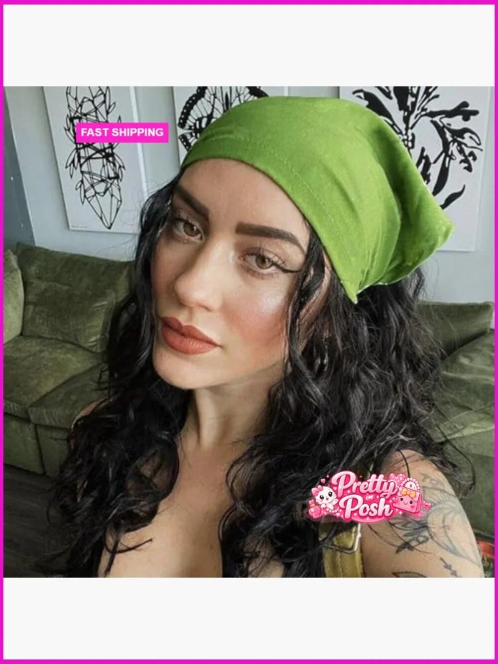 Cotton Polyester Non Slip Elastic Triangle Hair Scarf Headband Set
